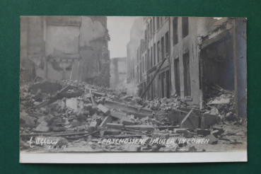 Postcard Photo PC Louvain Leuven Loewen worldwar 1914 destroyed houses street Belgium Belgie